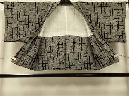 平和屋着物＃羽織　総絞り　絣文様　黒地　正絹　逸品　CABI6043in