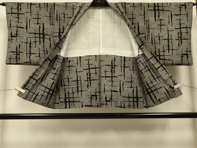 平和屋着物＃羽織　総絞り　絣文様　黒地　正絹　逸品　CABI6043in