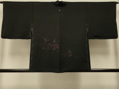 平和屋着物＃羽織　総刺繍　流水笹竹文　黒地　正絹　逸品　未使用　CABI6045in