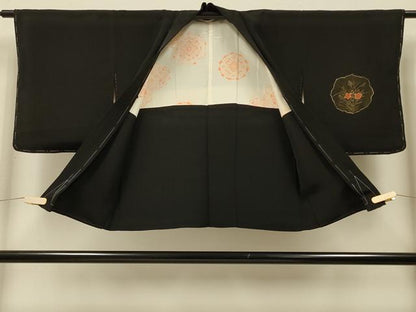 平和屋着物＃羽織　鏡裏花文　黒地　金彩　正絹　逸品　未使用　CABI6047in