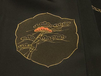 平和屋着物＃羽織　鏡裏花文　黒地　金彩　正絹　逸品　未使用　CABI6047in