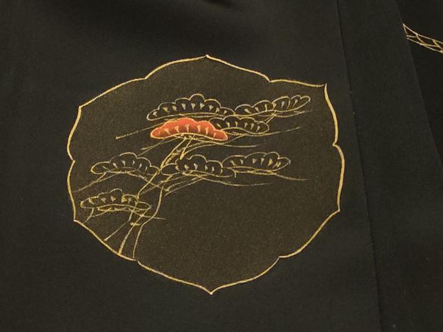 平和屋着物＃羽織　鏡裏花文　黒地　金彩　正絹　逸品　未使用　CABI6047in