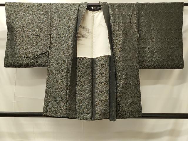 平和屋着物＃羽織　寿光織　霞文　黒地　金糸　正絹　逸品　CABI6051in