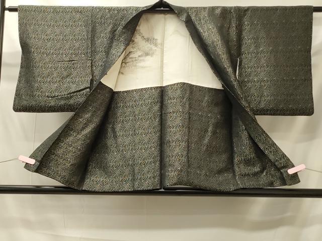 平和屋着物＃羽織　寿光織　霞文　黒地　金糸　正絹　逸品　CABI6051in