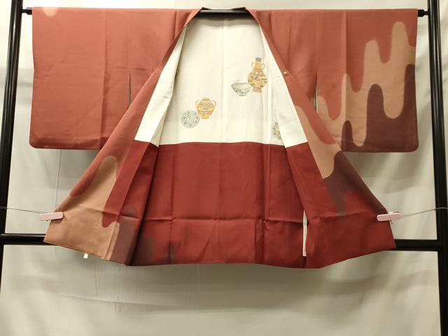 平和屋着物＃道行コート　壺垂れ文　正絹　逸品　CABI6052in