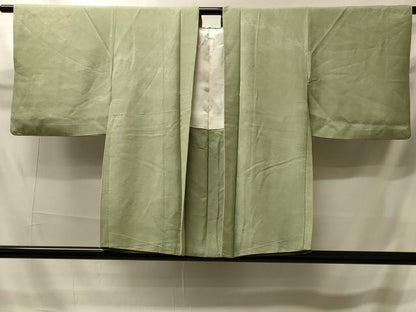 平和屋着物＃羽織　色無地　草花地紋　抹茶色　正絹　逸品　CABI6055in