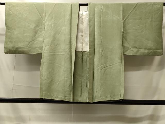 平和屋着物＃羽織　色無地　草花地紋　抹茶色　正絹　逸品　CABI6055in