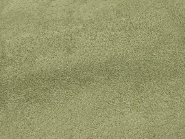 平和屋着物＃羽織　色無地　草花地紋　抹茶色　正絹　逸品　CABI6055in