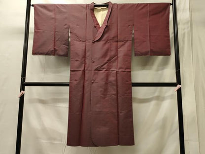 平和屋着物＃和装コート　雨コート　単衣　幾何学文様　ロング丈　正絹　逸品　CABI6056in