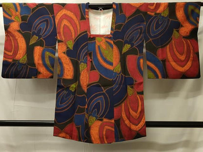 平和屋着物＃道行コート　ろうけつ染め　抽象文　正絹　逸品　CABI6061in