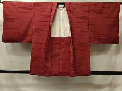 平和屋着物＃羽織　色無地　霞地紋　錆色　正絹　逸品　未使用　CABI6065in