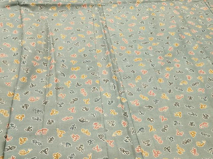 平和屋着物＃長羽織　紬地　型染め　抽象文　正絹　逸品　CABI6066in