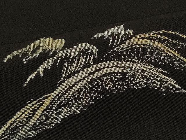 平和屋着物＃羽織　立波文　黒地　金銀彩　正絹　逸品　CABI6073in