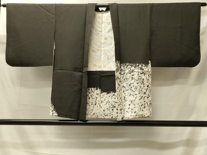 平和屋着物＃羽織　霞文　黒地　金銀彩　正絹　逸品　CABI6075in