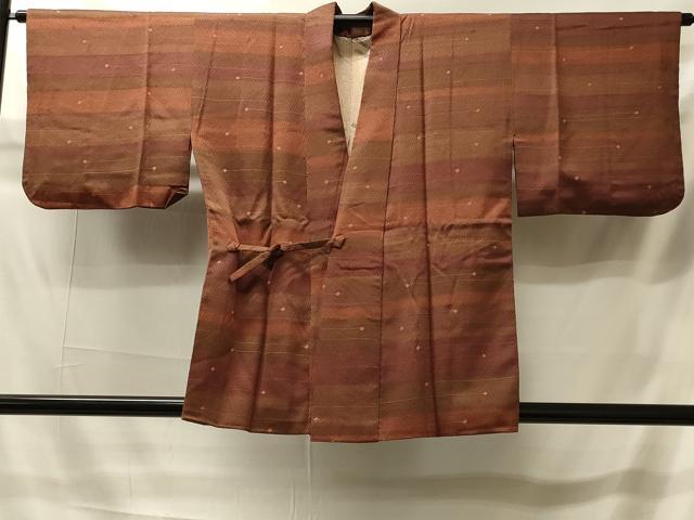平和屋着物＃道中着　横段文　正絹　逸品　CABI6079in
