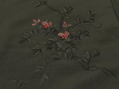 平和屋着物＃羽織　総刺繍　草花文　黒地　正絹　逸品　CABI6081in