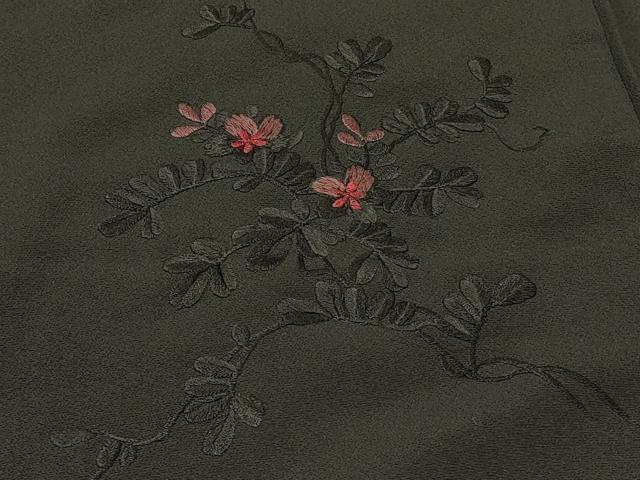 平和屋着物＃羽織　総刺繍　草花文　黒地　正絹　逸品　CABI6081in