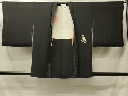平和屋着物＃羽織　総刺繍　花籠文　黒地　正絹　逸品　未使用　CABI6085in