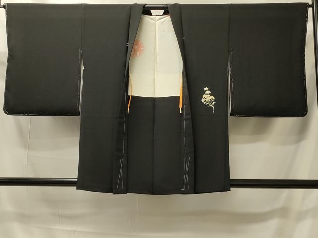 平和屋着物＃羽織　総刺繍　花籠文　黒地　正絹　逸品　未使用　CABI6085in