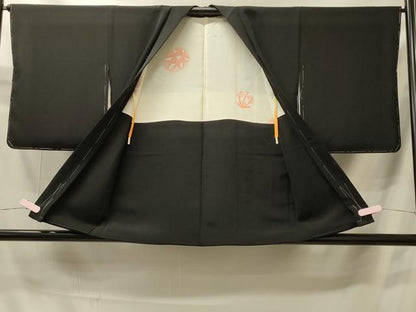 平和屋着物＃羽織　総刺繍　花籠文　黒地　正絹　逸品　未使用　CABI6085in