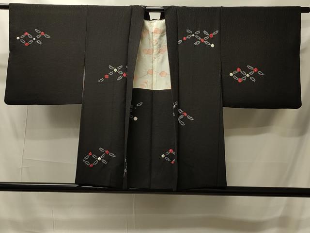 平和屋着物＃羽織　絞り　花菱文　黒地　正絹　逸品　CABI6086in