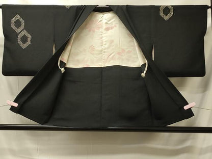 平和屋着物＃羽織　総絞り　亀甲文　黒地　正絹　逸品　CABI6087in