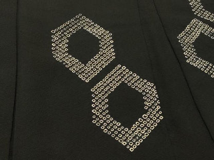 平和屋着物＃羽織　総絞り　亀甲文　黒地　正絹　逸品　CABI6087in