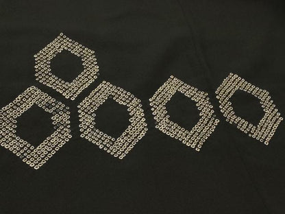 平和屋着物＃羽織　総絞り　亀甲文　黒地　正絹　逸品　CABI6087in