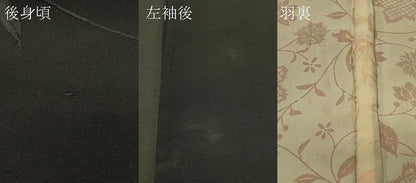 平和屋着物＃羽織　総刺繍　草花文　黒地　正絹　逸品　CABI6091in