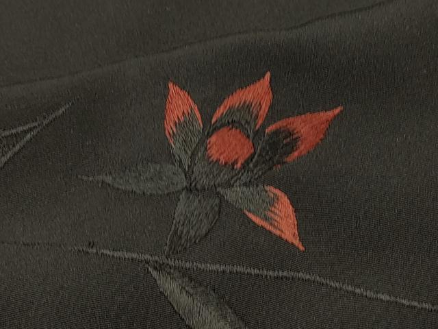平和屋着物＃羽織　総刺繍　草花文　黒地　正絹　逸品　CABI6091in