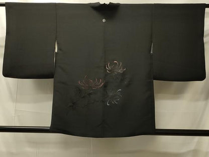 平和屋着物＃羽織　総刺繍　乱菊　黒地　正絹　逸品　CABI6092in