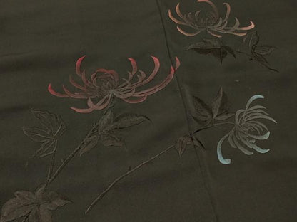 平和屋着物＃羽織　総刺繍　乱菊　黒地　正絹　逸品　CABI6092in
