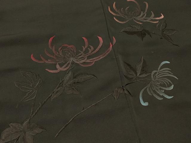 平和屋着物＃羽織　総刺繍　乱菊　黒地　正絹　逸品　CABI6092in