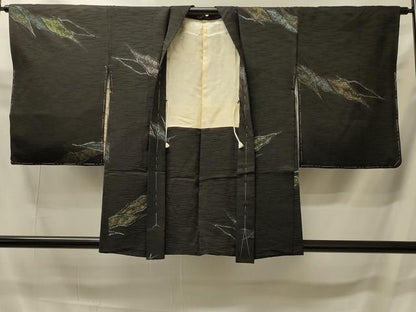 平和屋着物＃羽織　寿光織　霞文　黒地　金銀糸　正絹　逸品　未使用　CABI6096in
