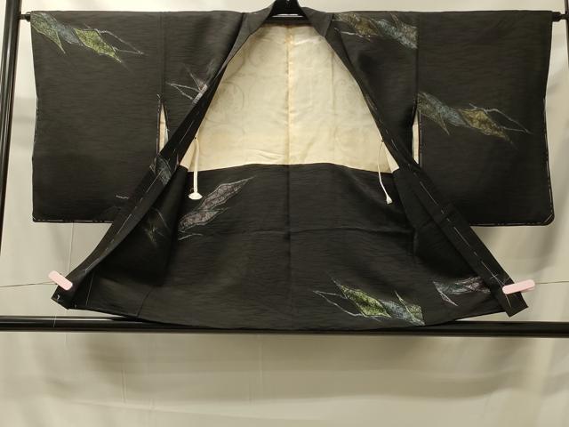 平和屋着物＃羽織　寿光織　霞文　黒地　金銀糸　正絹　逸品　未使用　CABI6096in
