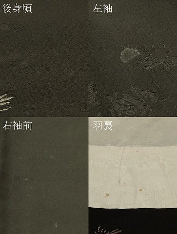 平和屋着物＃羽織　寿光織　草花文　黒地　金銀糸　正絹　逸品　CABI6097in