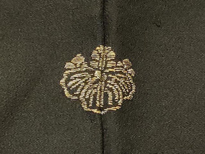 平和屋着物＃羽織　寿光織　草花文　黒地　金銀糸　正絹　逸品　CABI6097in