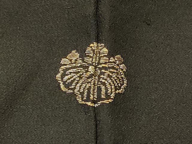 平和屋着物＃羽織　寿光織　草花文　黒地　金銀糸　正絹　逸品　CABI6097in