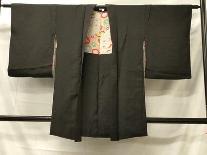 平和屋着物＃羽織　寿光織　花束　黒地　銀糸　正絹　逸品　CABI6103in