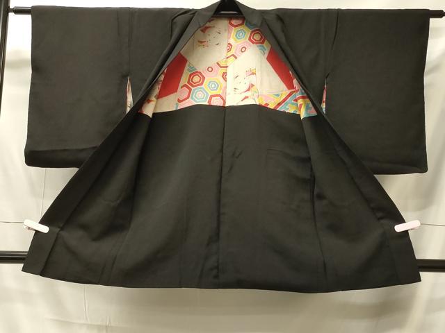 平和屋着物＃羽織　寿光織　花束　黒地　銀糸　正絹　逸品　CABI6103in