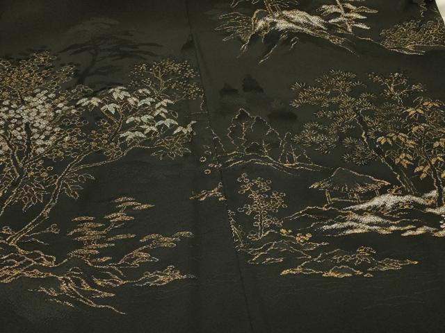 平和屋着物＃羽織　寿光織　風景文　黒地　金銀糸　正絹　逸品　未使用　CABI6106in