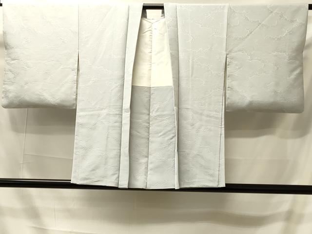 平和屋着物＃羽織　色無地　雲重ね地紋　錆青磁色　正絹　逸品　CABI6108in