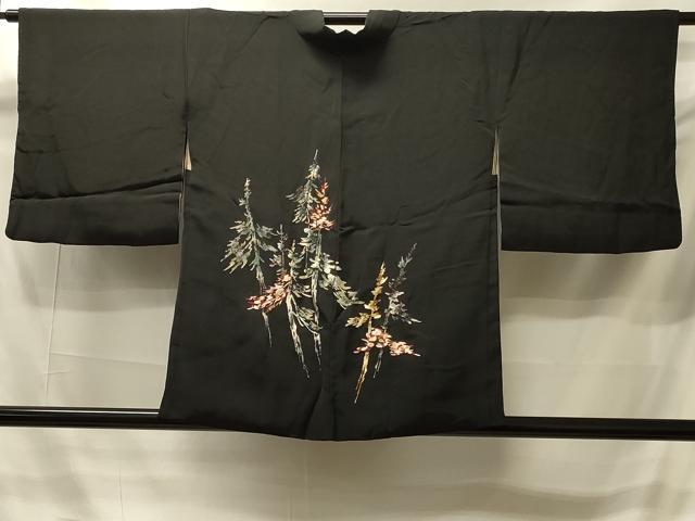 平和屋着物＃羽織　刺繍　樹林文　黒地　正絹　逸品　CABI6112in