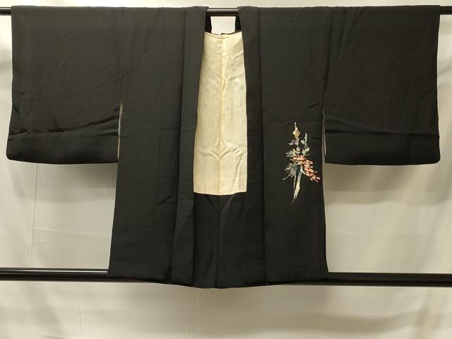 平和屋着物＃羽織　刺繍　樹林文　黒地　正絹　逸品　CABI6112in