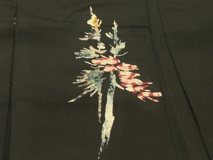 平和屋着物＃羽織　刺繍　樹林文　黒地　正絹　逸品　CABI6112in