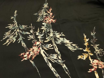 平和屋着物＃羽織　刺繍　樹林文　黒地　正絹　逸品　CABI6112in