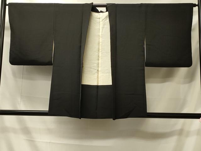 平和屋着物＃羽織　寿光織　枝松葉文　黒地　金銀糸　正絹　逸品　CABI6113in