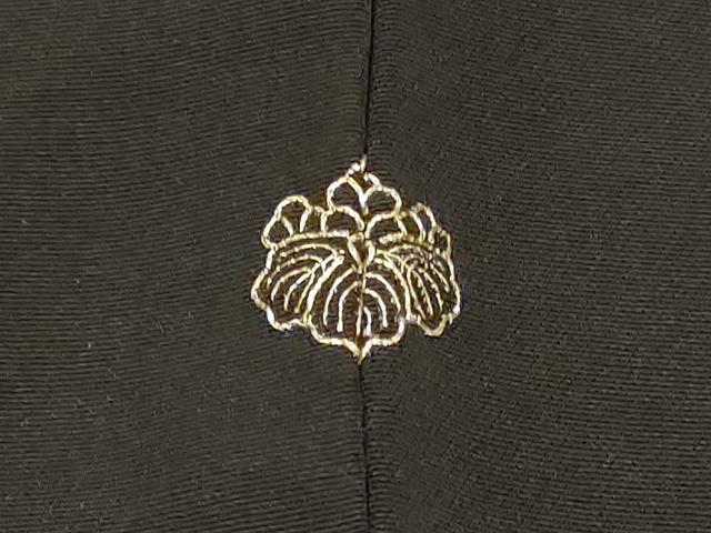 平和屋着物＃羽織　枝花文　黒地　金彩　正絹　逸品　CABI6114in