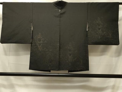 平和屋着物＃羽織　寿光織　更紗花唐草文　黒地　金糸　正絹　逸品　CABI6115in