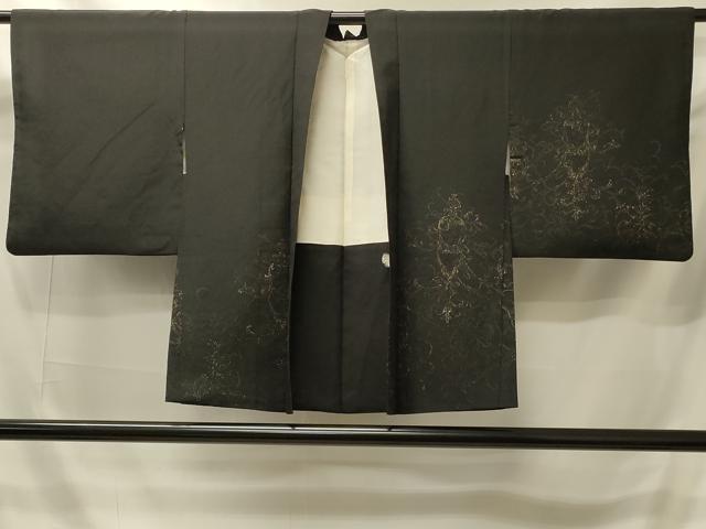 平和屋着物＃羽織　寿光織　更紗花唐草文　黒地　金糸　正絹　逸品　CABI6115in